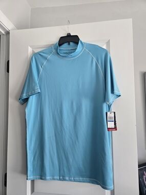 Nautica Men’s Short Sleeve Rash Guard Swim Shirt - Light Blue XL NWT